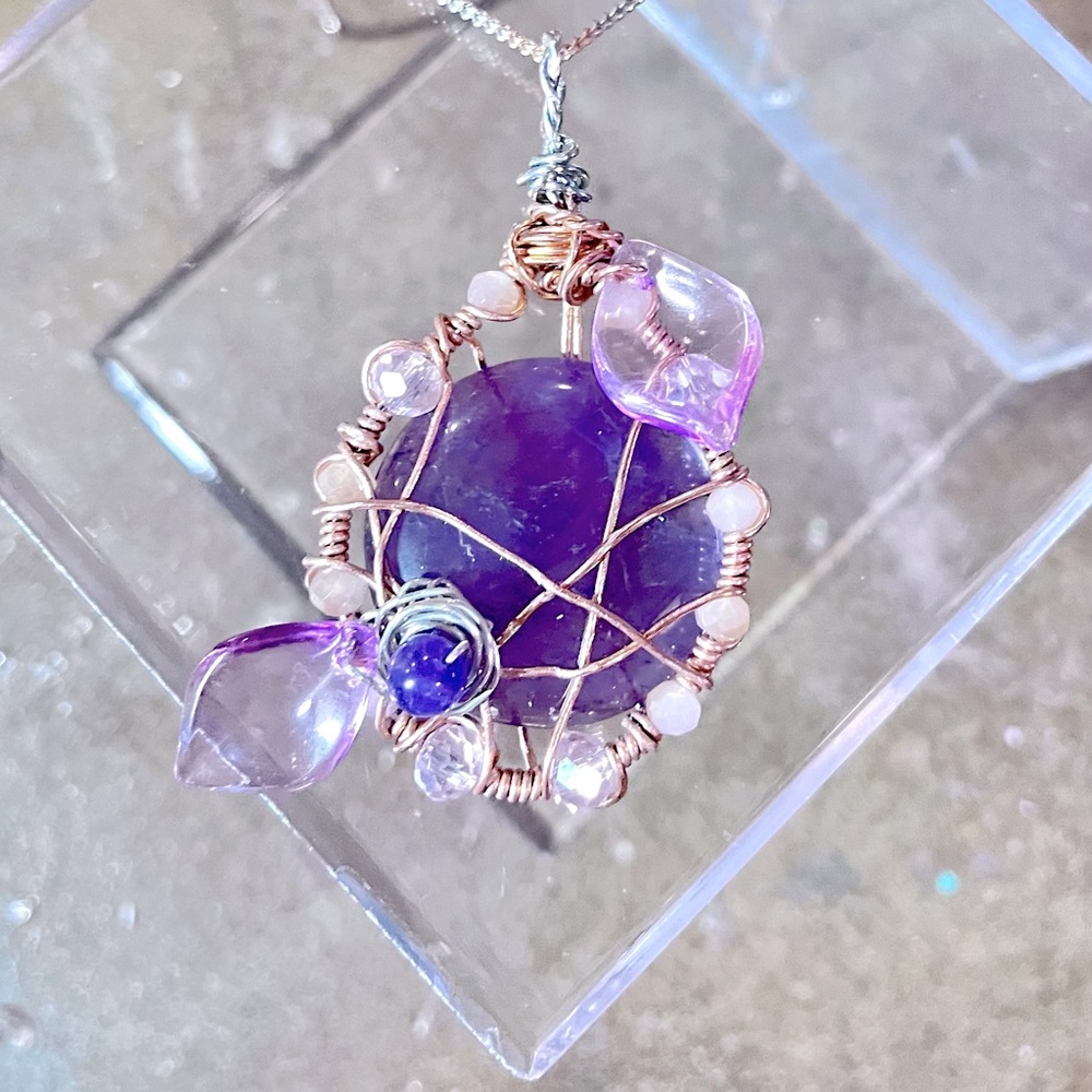 Floral Amethyst & Crystal Necklace